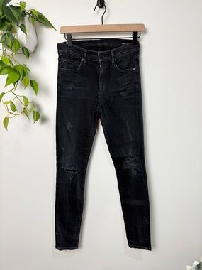 Citizens Of Humanity Rocket High Rise Skinny Jean Washed Black Distressed 27
